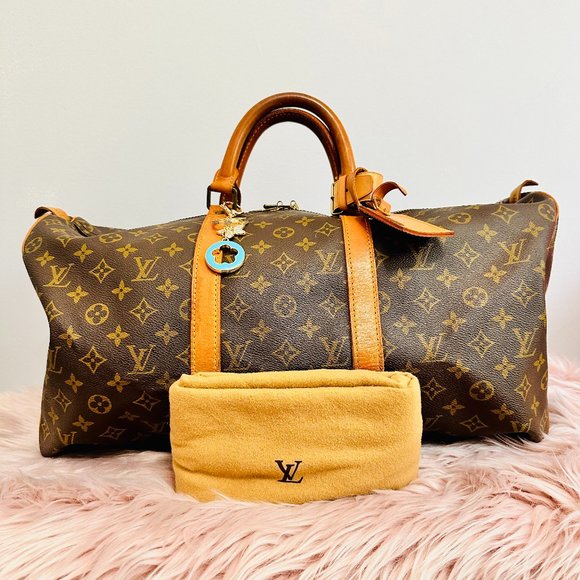 AUTHENTIC LOUIS VUITTON KEEPALL 50 MONOGRAM WITH DUST BAG LUGGAGE SET VI881 - Picture 1 of 16